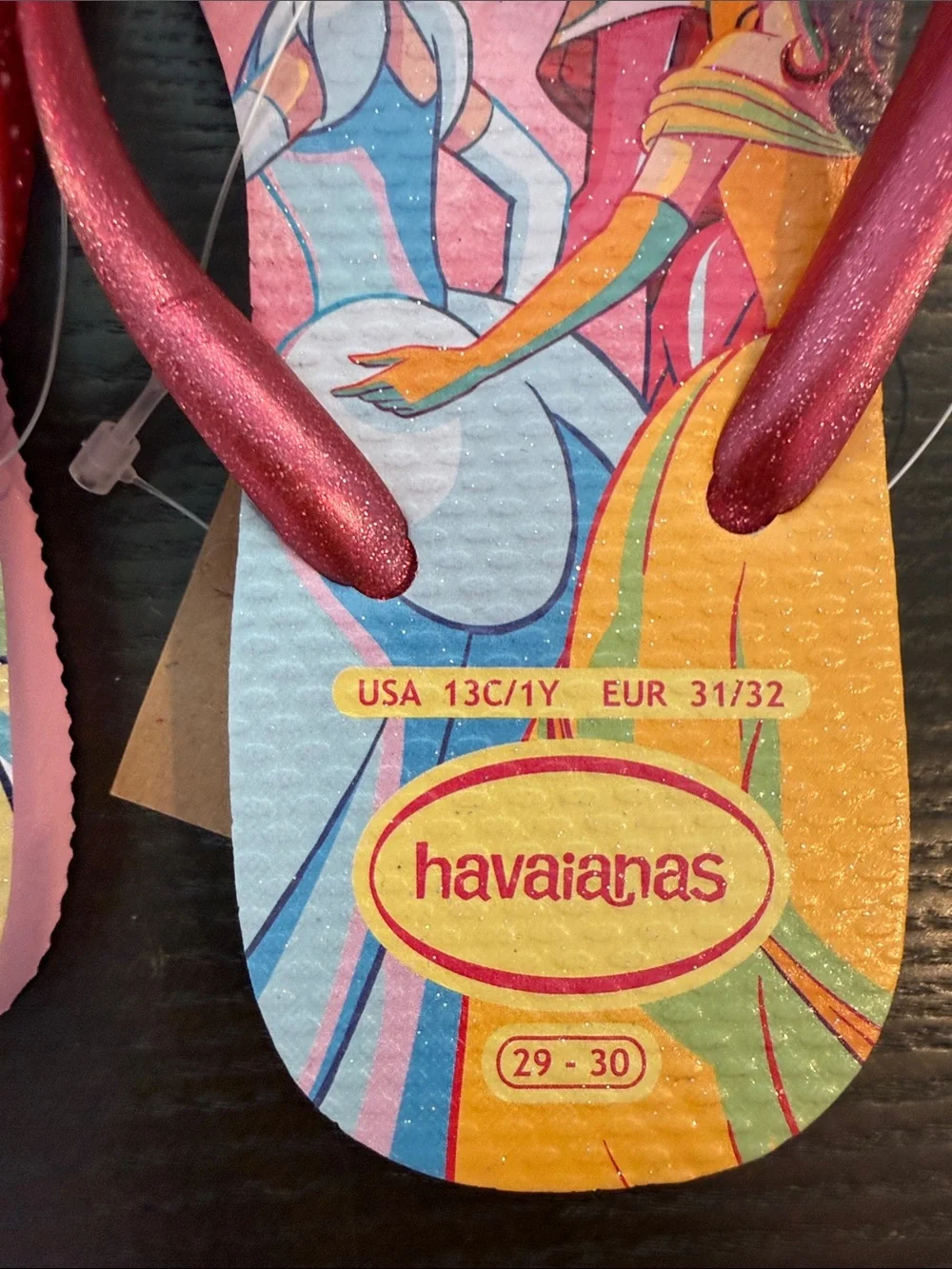 Havaianas Kids Pink Disney Princess Graphic Flip Flop Sandals! Size 13/1